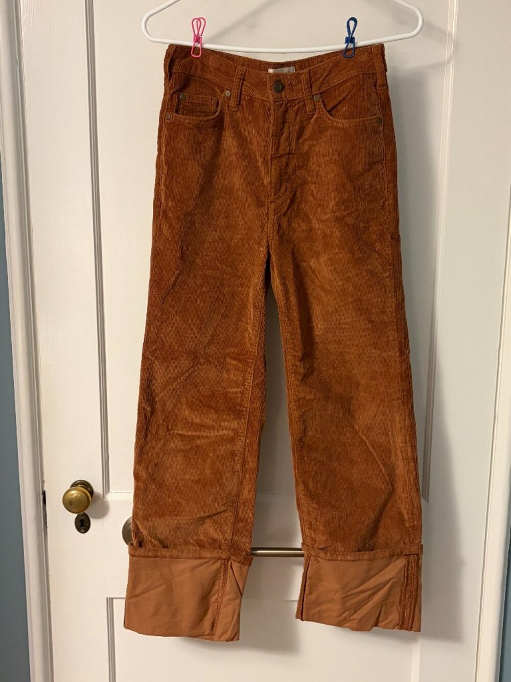 Pilcro The Scotty Cuffed High-Rise Straight Leg Jeans Corduroy Edition size 25 - Picture 2 of 11